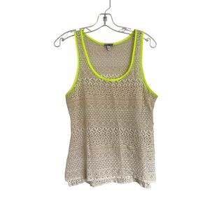 Express‎ Cream and Neon Lace Boho Tank Small